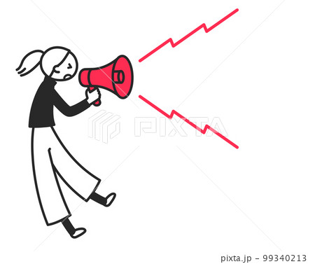 拡声器で情報を伝える女性 99340213