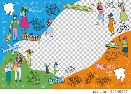 Tourists enjoying summer gourmet sightseeing in the Kanto region of Japan, set of icons (line drawing) Tourists enjoying summer gourmet sightseeing in the Kanto region of Japan, set of icons (line drawing) 99340655