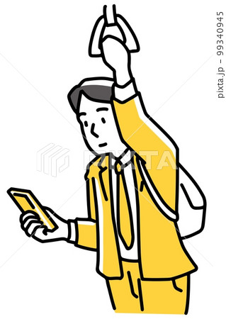 スマホ見ながら通勤する男性 スマホ見ながら通勤する男性 99340945