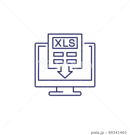 download xls document in computer line icon 99341465