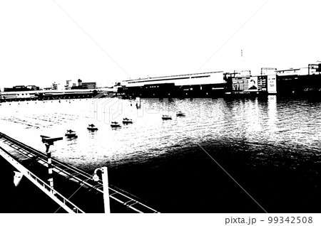 競艇場 白黒写真 競艇場 白黒写真 99342508