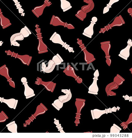 Chess figures background. Chess elements seamless pattern. 99343288
