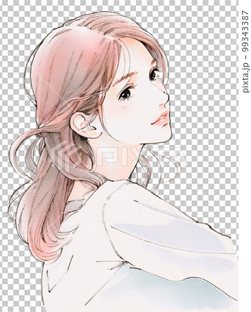 若い女性の水彩画イラスト「AI生成画像」 99343387