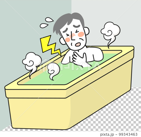 Senior man having heat shock while bathing Senior man having heat shock while bathing 99343463