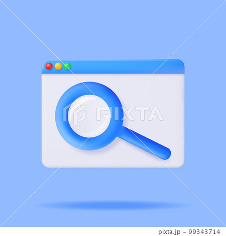 3D Browser Window and Magnifying Glass 99343714