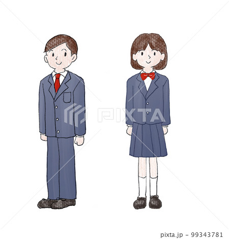 制服姿の男の子と女の子 99343781