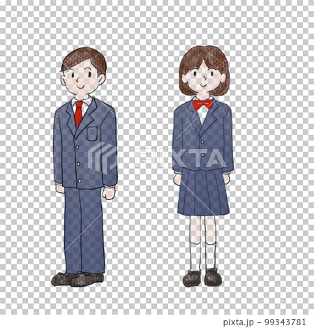 制服姿の男の子と女の子 99343781