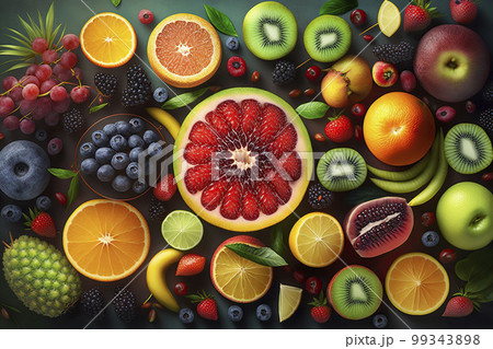 Background exotic fruits. Generative AI. Background exotic fruits. Generative AI. 99343898