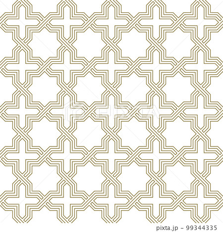 Seamless arabic geometric ornament in brown color. Seamless arabic geometric ornament in brown color. 99344335