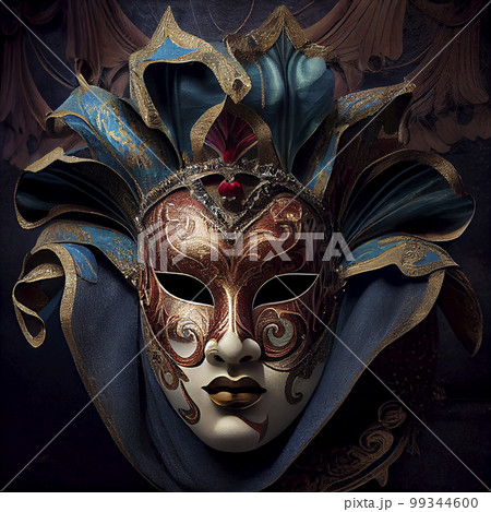 Traditional colorful mask from at Venice Carnival (Carnevale di Venezia), celebration concept. Generated AI 99344600