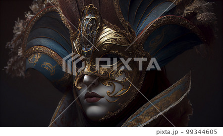 Traditional colorful mask from at Venice Carnival (Carnevale di Venezia), celebration concept. Generated AI Traditional colorful mask from at Venice Carnival (Carnevale di Venezia), celebration concept. Generated AI 99344605