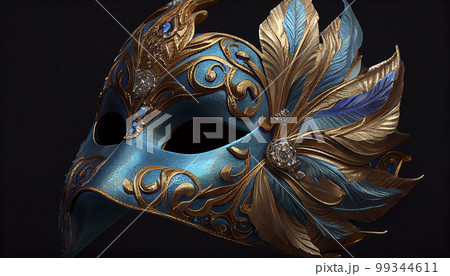Traditional colorful mask from at Venice Carnival (Carnevale di Venezia), celebration concept. Generated AI 99344611