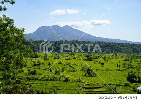 ランプヤン山と田園風景(バリ島東部の景色) ランプヤン山と田園風景(バリ島東部の景色) 99345841