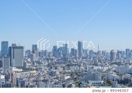 東京都 東京郊外から望む東京タワーと周辺の街並み 東京都 東京郊外から望む東京タワーと周辺の街並み 99346307