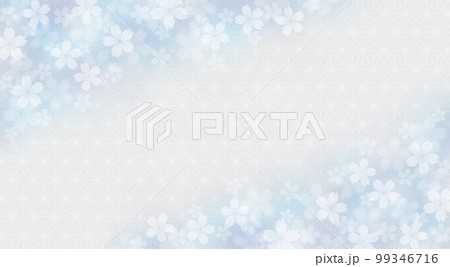 淡い色の麻の葉模様の和風の桜の花の背景 99346716