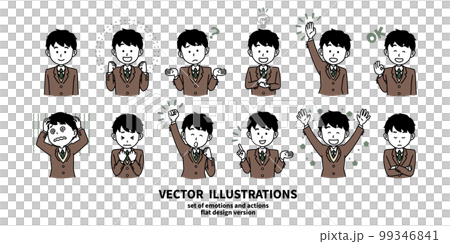 Illustration set of facial expressions and gestures Boys in blazers Illustration set of facial expressions and gestures Boys in blazers 99346841