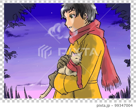 暁の空とマフラー猫 99347004