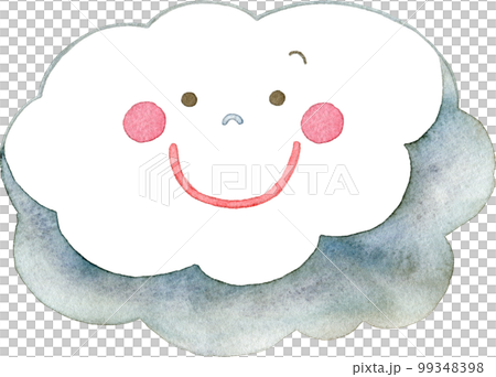 看起來像是要下雨的雲人物(微笑)的水彩插圖(多雲/雨雲) 看起來像是要下雨的雲人物(微笑)的水彩插圖(多雲/雨雲) 99348398