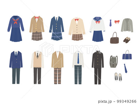 いろんな制服の手描きイラストセット(カラー/輪郭線なし) いろんな制服の手描きイラストセット(カラー/輪郭線なし) 99349266