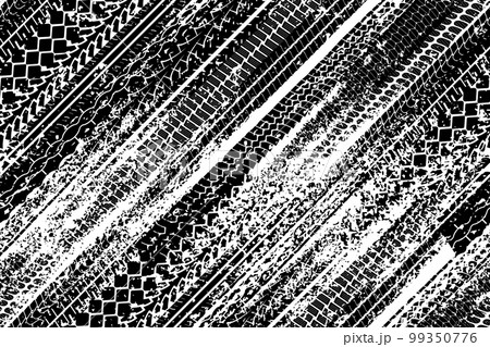 Diagonal black tire tread print or car track with grunge effect seamless pattern Diagonal black tire tread print or car track with grunge effect seamless pattern 99350776