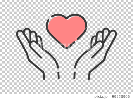 一個人雙手握著粉紅心的圖標-愛、愛和心理健康的圖像材料 99350906
