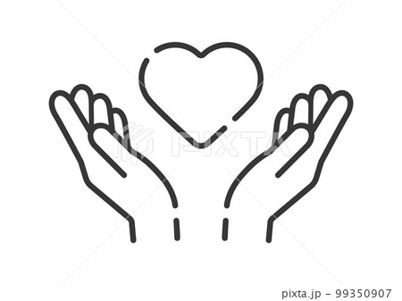 ハートを持っている人の両手のアイコン - 恋愛・愛情・メンタルヘルスのイメージ素材 ハートを持っている人の両手のアイコン - 恋愛・愛情・メンタルヘルスのイメージ素材 99350907