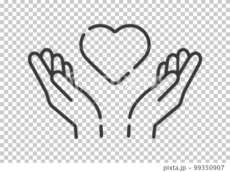 ハートを持っている人の両手のアイコン - 恋愛・愛情・メンタルヘルスのイメージ素材 ハートを持っている人の両手のアイコン - 恋愛・愛情・メンタルヘルスのイメージ素材 99350907