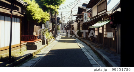 背景画像、街、古都、お寺、茶屋、高画質写真風、ノスタルジック 99351786