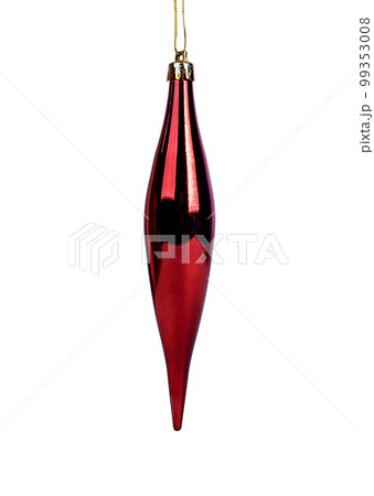 Christmas bauble, ornament isolated on white background. Xmas tree decor hanging on string 99353008