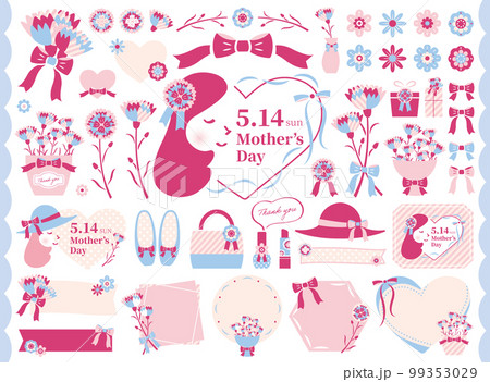 【2023年】母の日のおしゃれなイラストセット　シンプル　2色 99353029