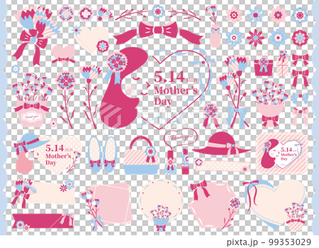【2023年】母の日のおしゃれなイラストセット　シンプル　2色 99353029