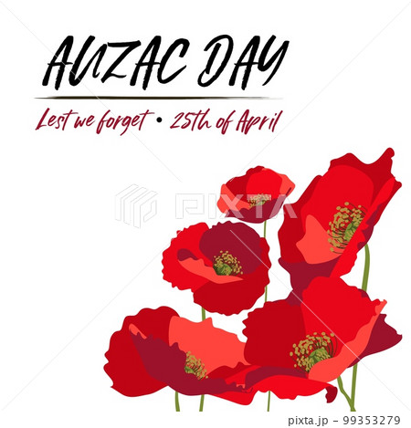 Remembrance day square banner layout with red poppies on white background 99353279