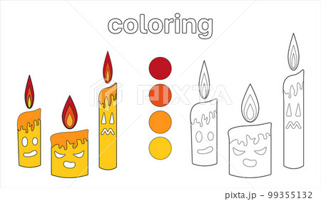 Coloring book for kids. Christmas candles. Cartoon character. Vector  illustration. Fantasy page for children. Black contour silhouette. Isolated  on wh Stock Vector Image & Art - Alamy