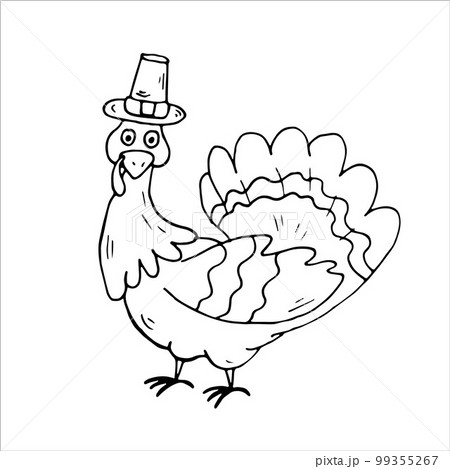 Turkey Coloring Page Thanksgiving day. Isolated Vector Illustration 99355267
