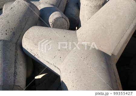 Coastal reinforced concrete fortification. Coastline fencing, fortifications. Coastal reinforced concrete fortification. Coastline fencing, fortifications. 99355427