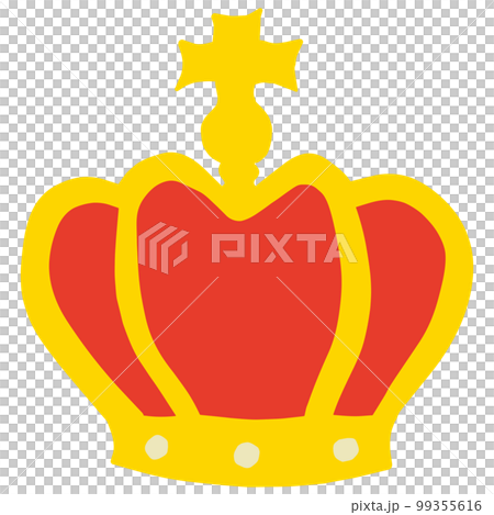 王冠ページ☺︎ 手描きの立派な王冠のカラーイラスト主線なしのイラスト素材 [99355616