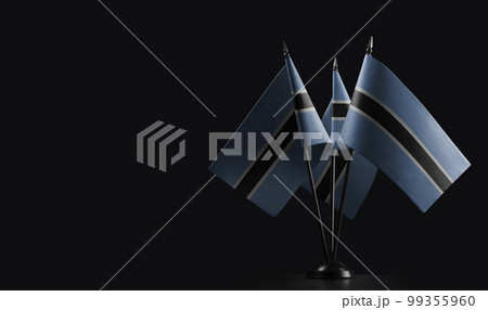 Small national flags of the Botswana on a black background Small national flags of the Botswana on a black background 99355960