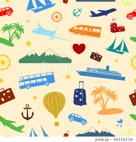 Seamless colored pattern on travel and tourism 99356239
