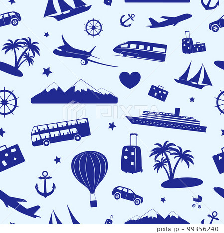 Seamless monochrome pattern on travel and tourism 99356240
