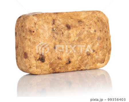 Handmade, natural soap. Brown soaps on a white background. 99356403