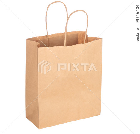 Brown paper shopping open bag on white, isolated. 99356404