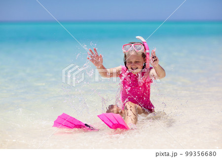 Kids snorkel. Children snorkeling in tropical sea. Kids snorkel. Children snorkeling in tropical sea. 99356680