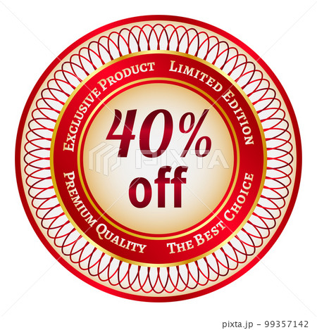 Label on 40 percent discount Label on 40 percent discount 99357142
