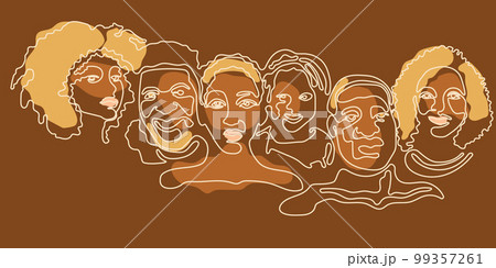 Black history month line art vector. Afro people outline silhouette. 99357261