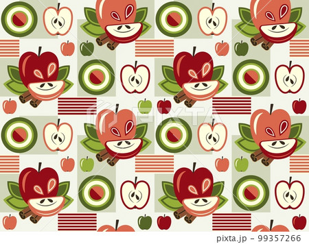 Seamless background with apples, geometric shapes. Seamless background with apples, geometric shapes. 99357266