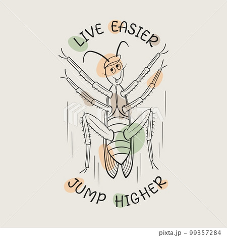 Funny emblem with comic cockroach and quote. 99357284