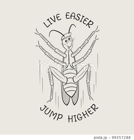 Funny emblem with comic cockroach and quote. Happy cartoon character. Funny emblem with comic cockroach and quote. Happy cartoon character. 99357288