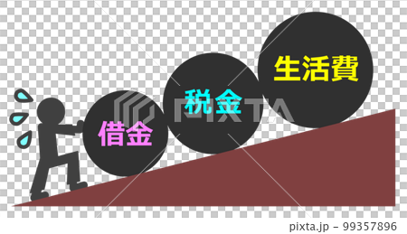 生活費や借金に苦労する人 99357896