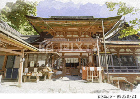 水彩画風 談山神社 楼門 奈良県桜井市 水彩画風 談山神社 楼門 奈良県桜井市 99358721