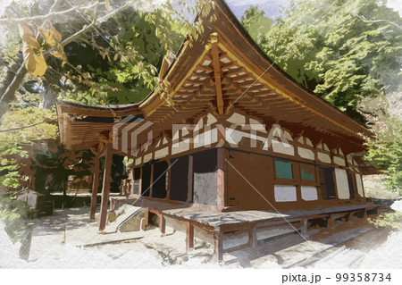 水彩画風 談山神社 権殿 奈良県桜井市 水彩画風 談山神社 権殿 奈良県桜井市 99358734